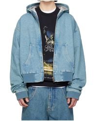 Vetements - Hooded Zip-Up Denim Jacket - Lyst