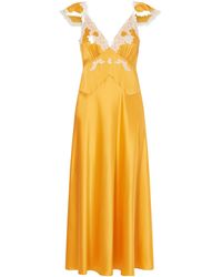 Doen - Fiona Lace-Trimmed Silk-Satin Midi Dress - Lyst