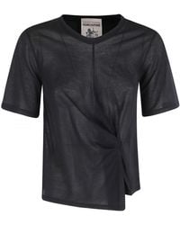 Semicouture - Ophelia Twist-Detail Asymmetric T-Shirt - Lyst