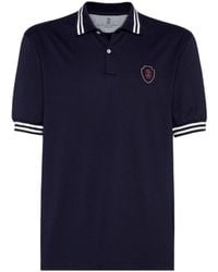 Brunello Cucinelli - Logo Embroidered Short-Sleeved Polo Shirt - Lyst