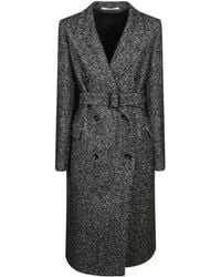 Tagliatore - Herringbone Belted Coat - Lyst