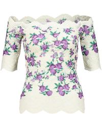 Rabanne - Embroidered Lace-Trim Top - Lyst