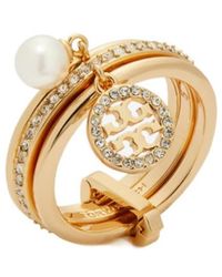 Tory Burch - Icon Pavé Charm Ring - Lyst