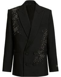 Balmain - Wool Embroidered Double-Breasted Blazer - Lyst