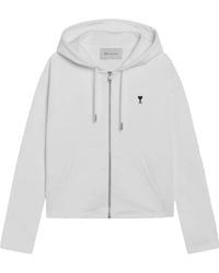 Ami Paris - Ami De Coeur Zip Embroidered Hoodie - Lyst