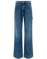 McQueen - Logo Embroidered Straight Leg Jeans - Lyst