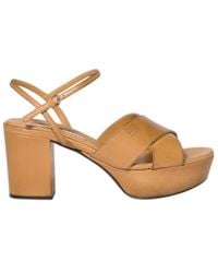 Miu Miu - Leather Platform Sandals - Lyst