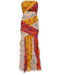 Carolina Herrera - Strapless Floral Print Maxi Dress - Lyst