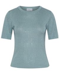 Marella - Crystal-Embellished Knit T-Shirt - Lyst