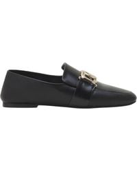 Lanvin - Logo-Plaque Leather Loafers - Lyst