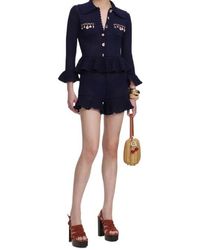 Self-Portrait - Crochet Ruffled Shorts - Lyst