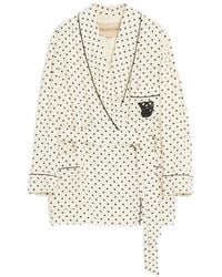 Valentino - Polka Dot Printed Belted Blazer - Lyst