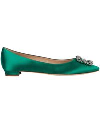 Manolo Blahnik - Hangisi 10 Silk-Satin Flats - Lyst