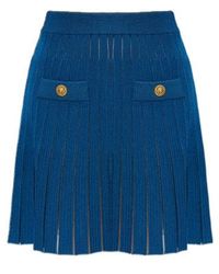Balmain - Button-Detail Pleated Skirt - Lyst