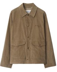 Burberry - Logo Embroidered Corduroy Shirt Jacket - Lyst