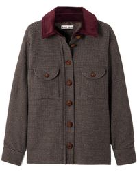 Blazé Milano - Badis Berber Cotton Corduroy-Trimmed Houndstooth Wool-Blend Jacket - Lyst