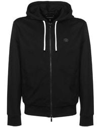 Emporio Armani - Hooded, Zipped, Ponte-di-roma Sweatshirt - Lyst