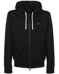 Emporio Armani - Logo Patch Zipped Drawstring Hoodie - Lyst