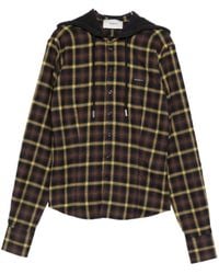 Coperni - Plaid Shirt With Hood And Button-Down Detail - Lyst