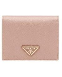 Prada - Logo Plaque Small Wallet - Lyst