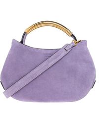 Moschino - Handle-Me Curved Suede Tote Bag - Lyst