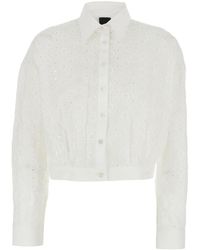 Pinko - Broderie Anglaise Cropped Shirt - Lyst