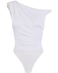 Elisabetta Franchi - Draped One-Shoulder Bodysuit Top - Lyst