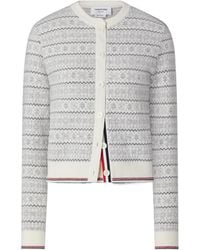 Thom Browne - Merino-Wool Jacquard Snowflake Cardigan - Lyst