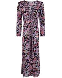 RIXO London - Long Sleeve V-Neck Dress - Lyst