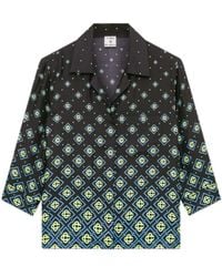 CASABLANCA - Degrade Monogram Long Sleeve Silk Shirt - Lyst