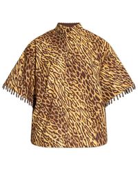Zimmermann - Coco Leopard Printed Beaded Fringe Shirt - Lyst