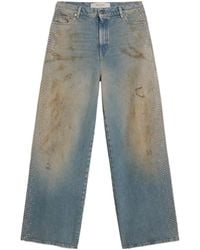 Golden Goose - Wide-Leg Distressed Embellished Jeans - Lyst