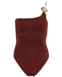 Oséree - Oséree One-Shoulder Lurex Beachwear - Lyst