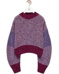 Loewe - Balloon Sleeved Crewneck Cropped Sweater - Lyst