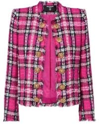 Balmain - Checked Cotton And Wool-Blend Tweed Jacket - Lyst