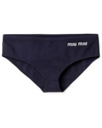 Miu Miu - Logo-Embroidered Stretched Bikini Bottoms - Lyst