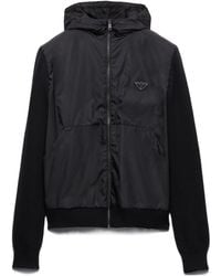 Prada - Triangle Logo Zipped Hooded Jacket - Lyst