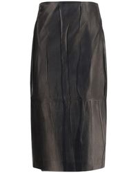 Ermanno Scervino - Crinkled Midi Leather Skirt - Lyst