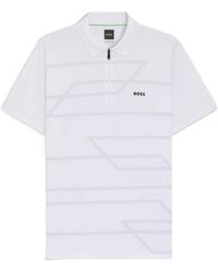 BOSS - Boss Zip Collar Patterned Polo Shirt - Lyst