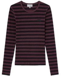 Ganni - Stripe Rib Long Sleeved Jumper - Lyst
