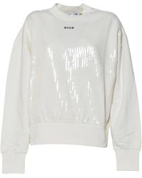 MSGM - Sequin Embellished Crewneck Sweatshirt - Lyst