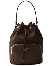 Prada - Re-Nylon Triangle-Logo Drawstring Bucket Bag - Lyst