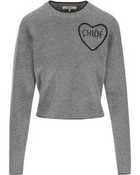 Chloé - Chloé Logo Intarsia Knitted Sweater - Lyst