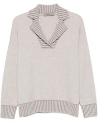 D.exterior - Striped-Trim Spread-Collar Sweater - Lyst
