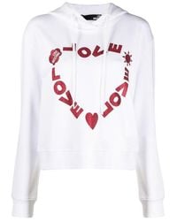 Moschino - Heart-Shaped Logo Print Hooded Hooded Hoodie - Lyst