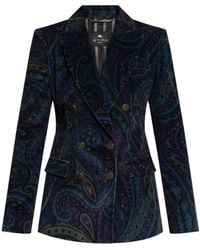 Etro - Paisley Jacquard Double-Breasted Corduroy Blazer - Lyst