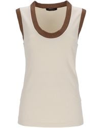 Fabiana Filippi - Neutrals Ribbed Cotton Tank Top - Lyst