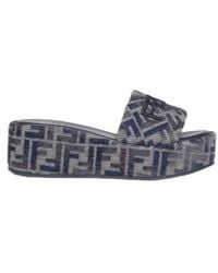 Fendi - Ff Jacquard Denim Sandals - Lyst