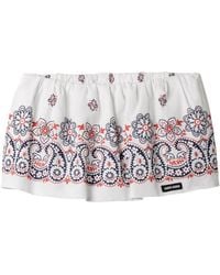 Miu Miu - Slubbed Poplin Skirt With Print - Lyst