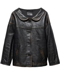 Prada - Antiqued Nappa Leather Jacket - Lyst